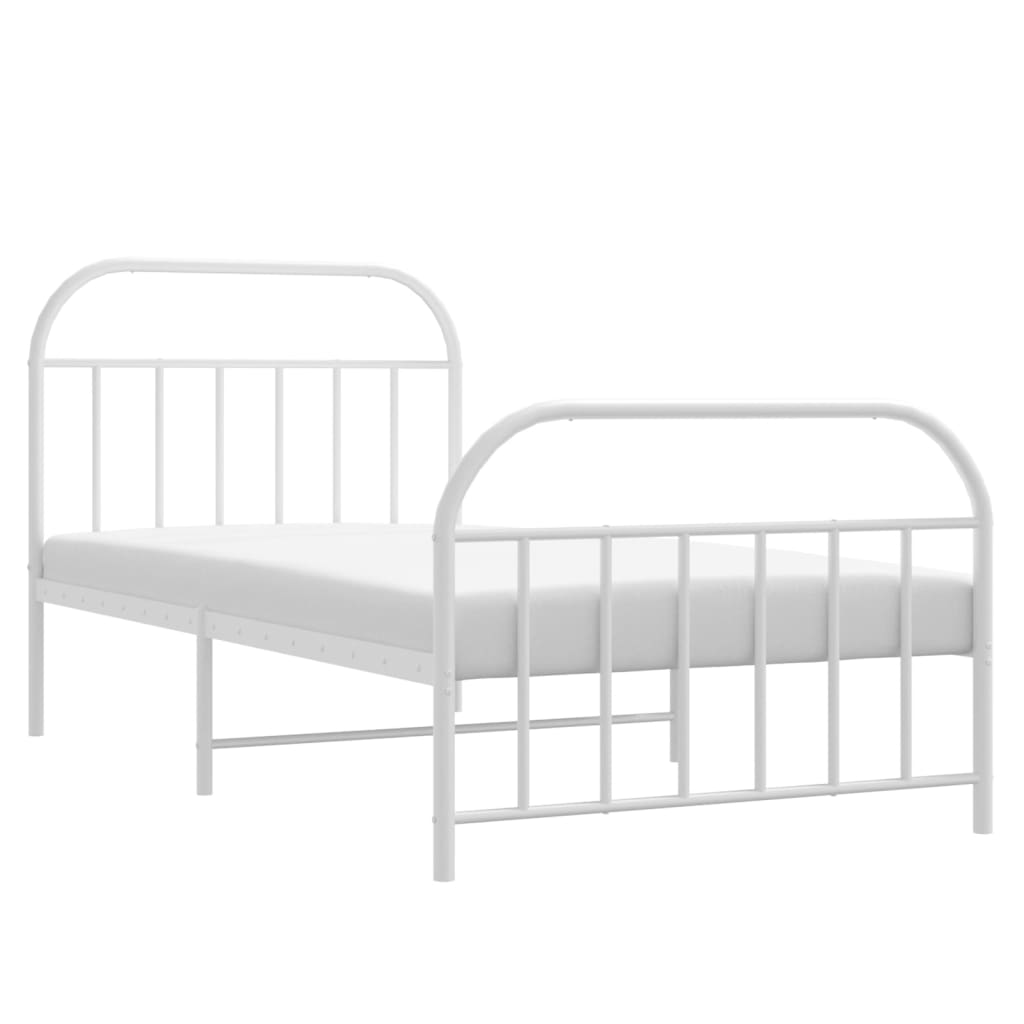 vidaXL Cadre de lit métal sans matelas et pied de lit blanc 100x190 cm