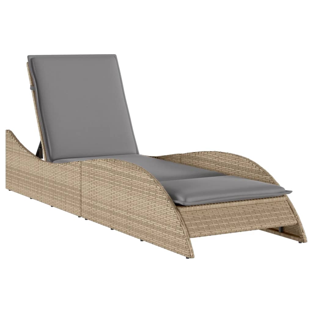 vidaXL Chaise longue avec coussin beige 60x205x73 cm résine tressée