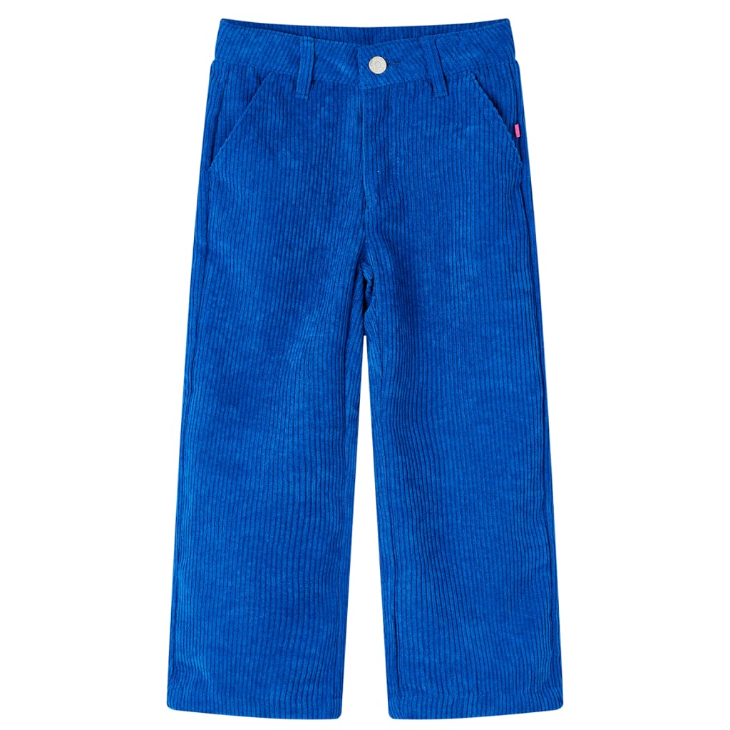 Pantalons pour enfants velours côtelé bleu cobalt 92