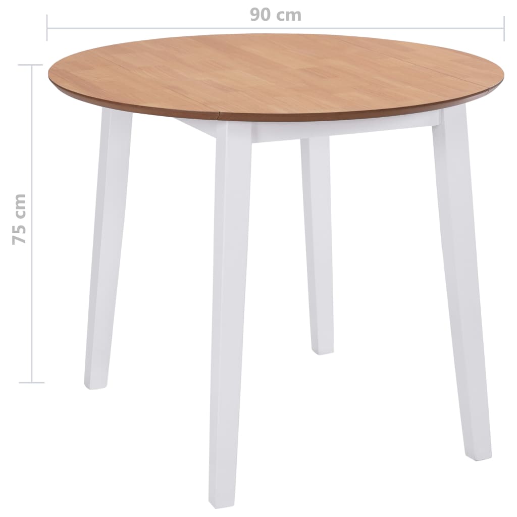 vidaXL Table à manger ronde à abattant MDF blanc