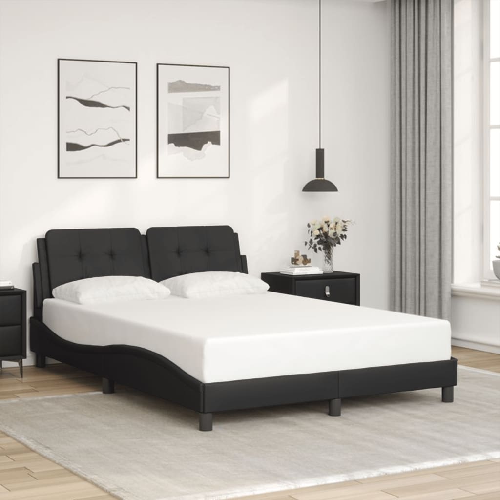 vidaXL Cadre de lit avec lumières LED noir 140x190 cm similicuir