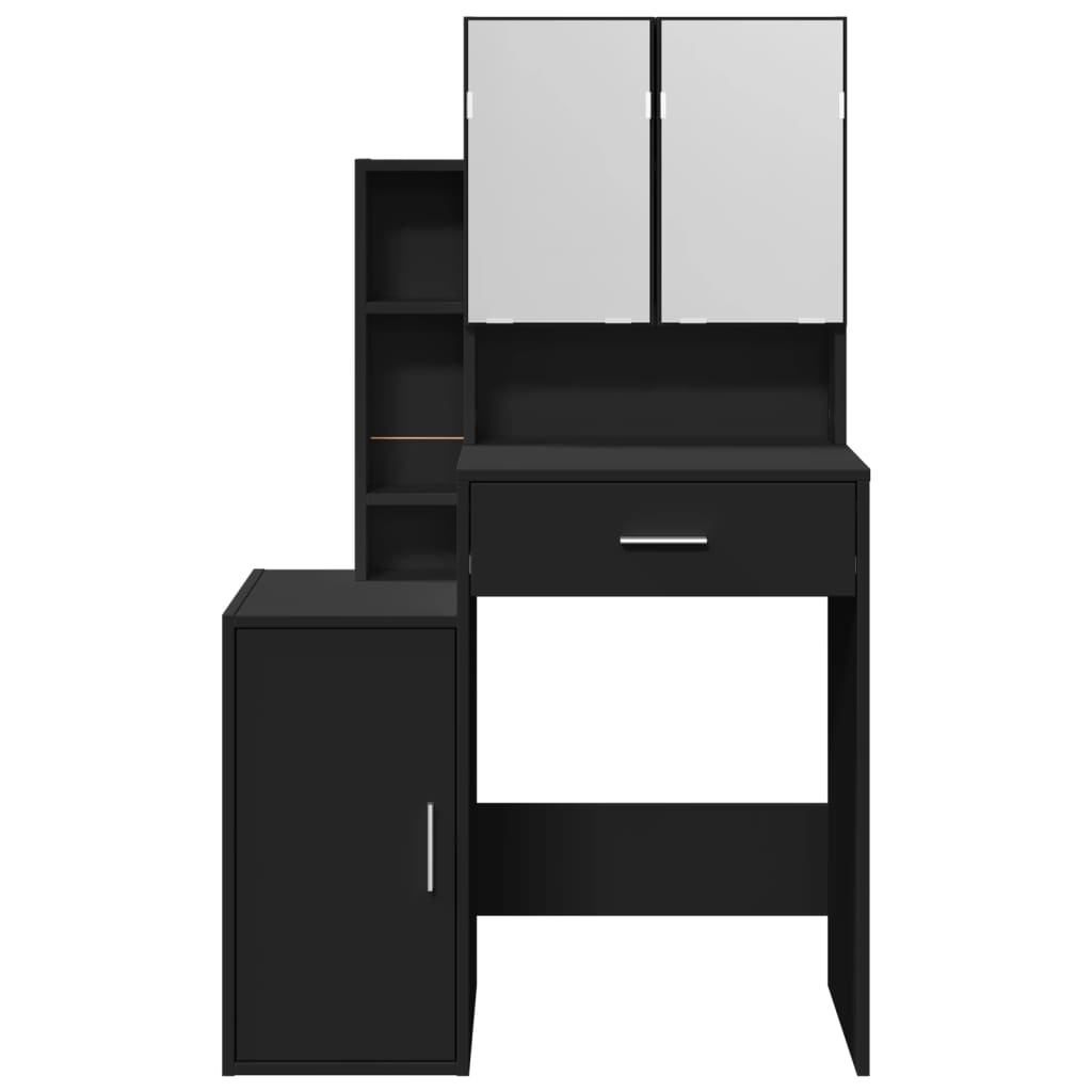 vidaXL Coiffeuse avec armoire noir 80x35x132 cm