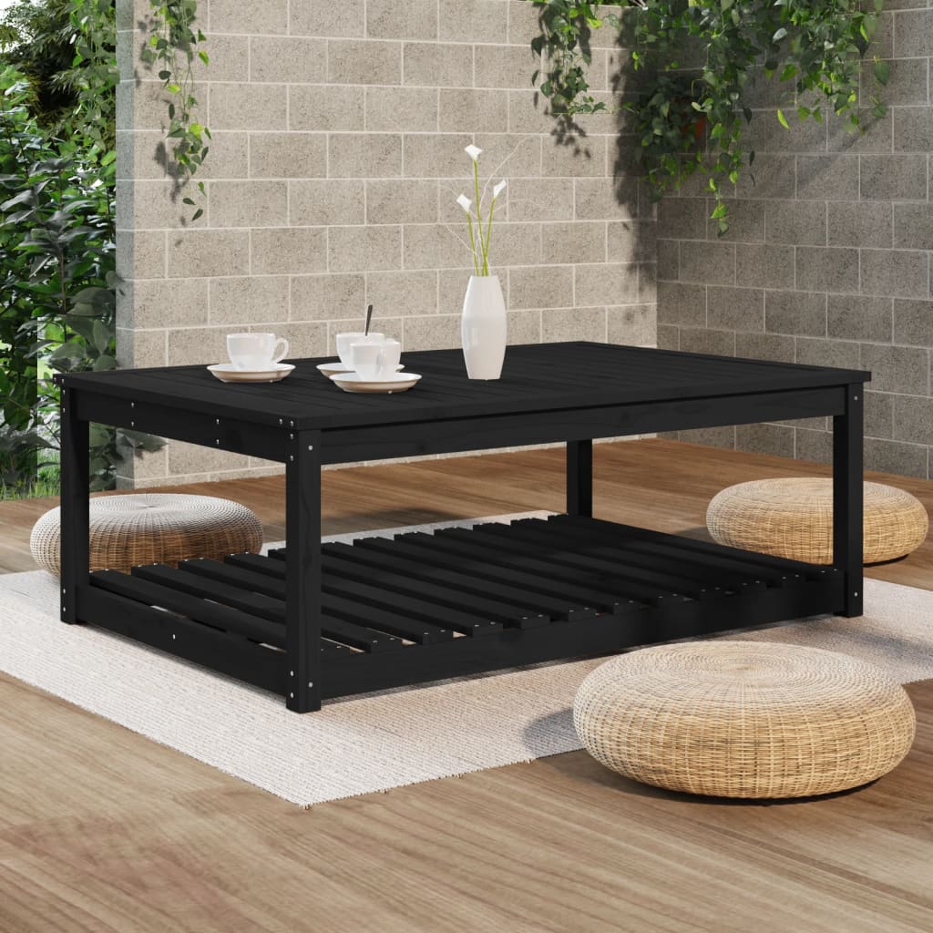 vidaXL Table de jardin noir 121x82,5x45 cm bois massif de pin