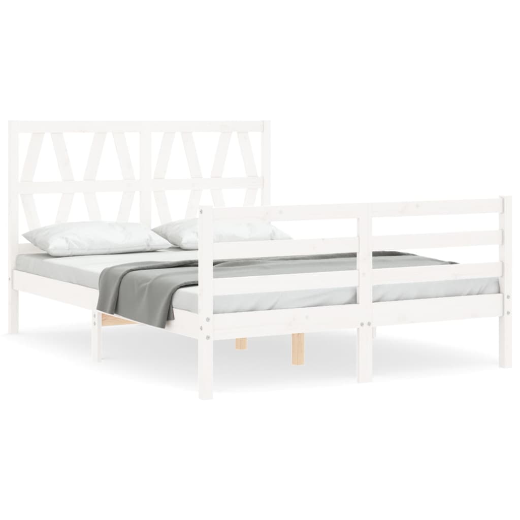 vidaXL Cadre de lit sans matelas blanc bois massif