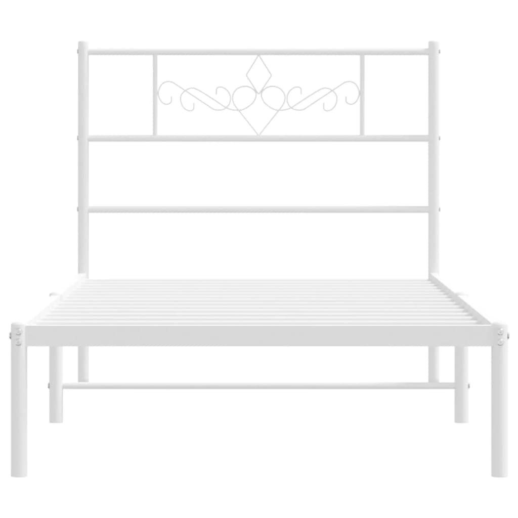 vidaXL Cadre de lit métal sans matelas et tête de lit blanc 100x190 cm