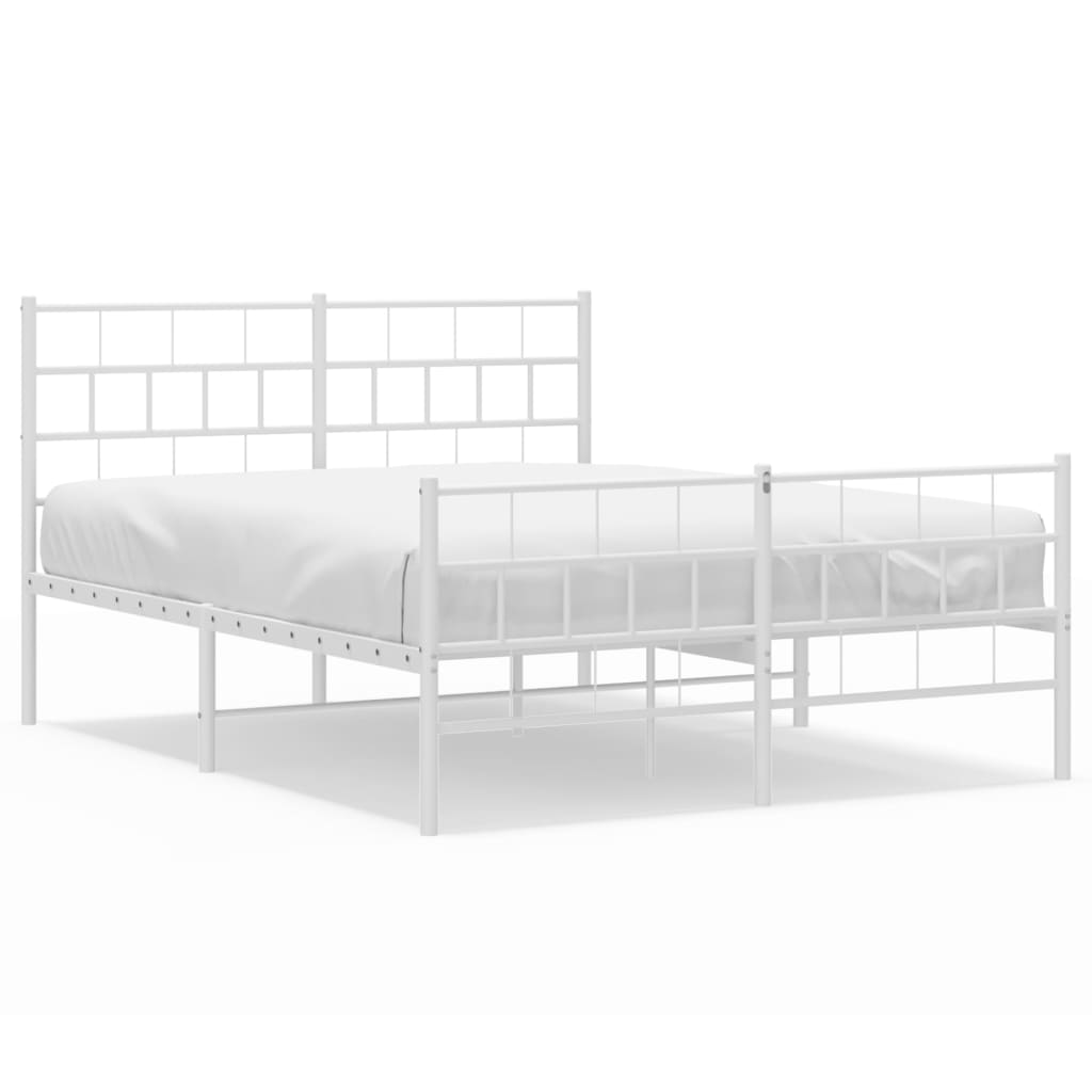 vidaXL Cadre de lit métal sans matelas et pied de lit blanc 140x200 cm