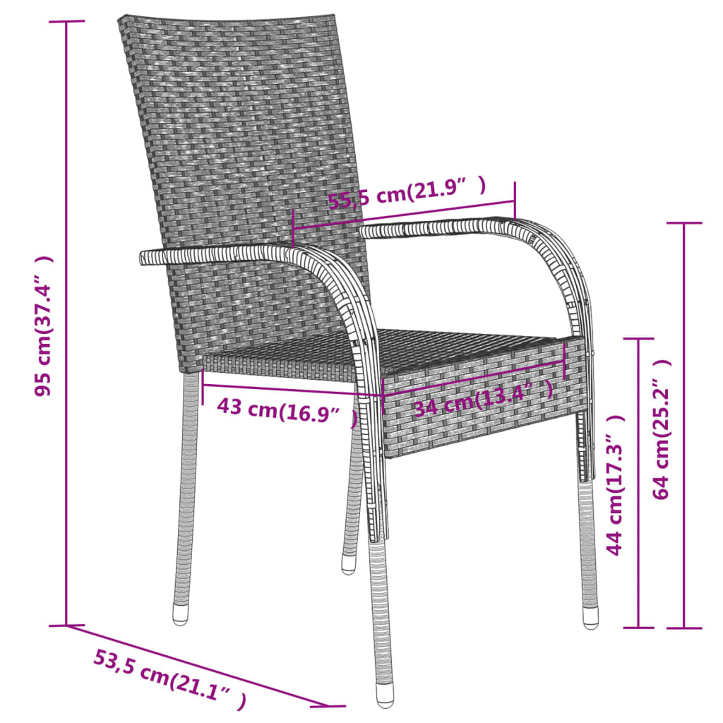 vidaXL Ensemble à manger de jardin 3 pcs Noir