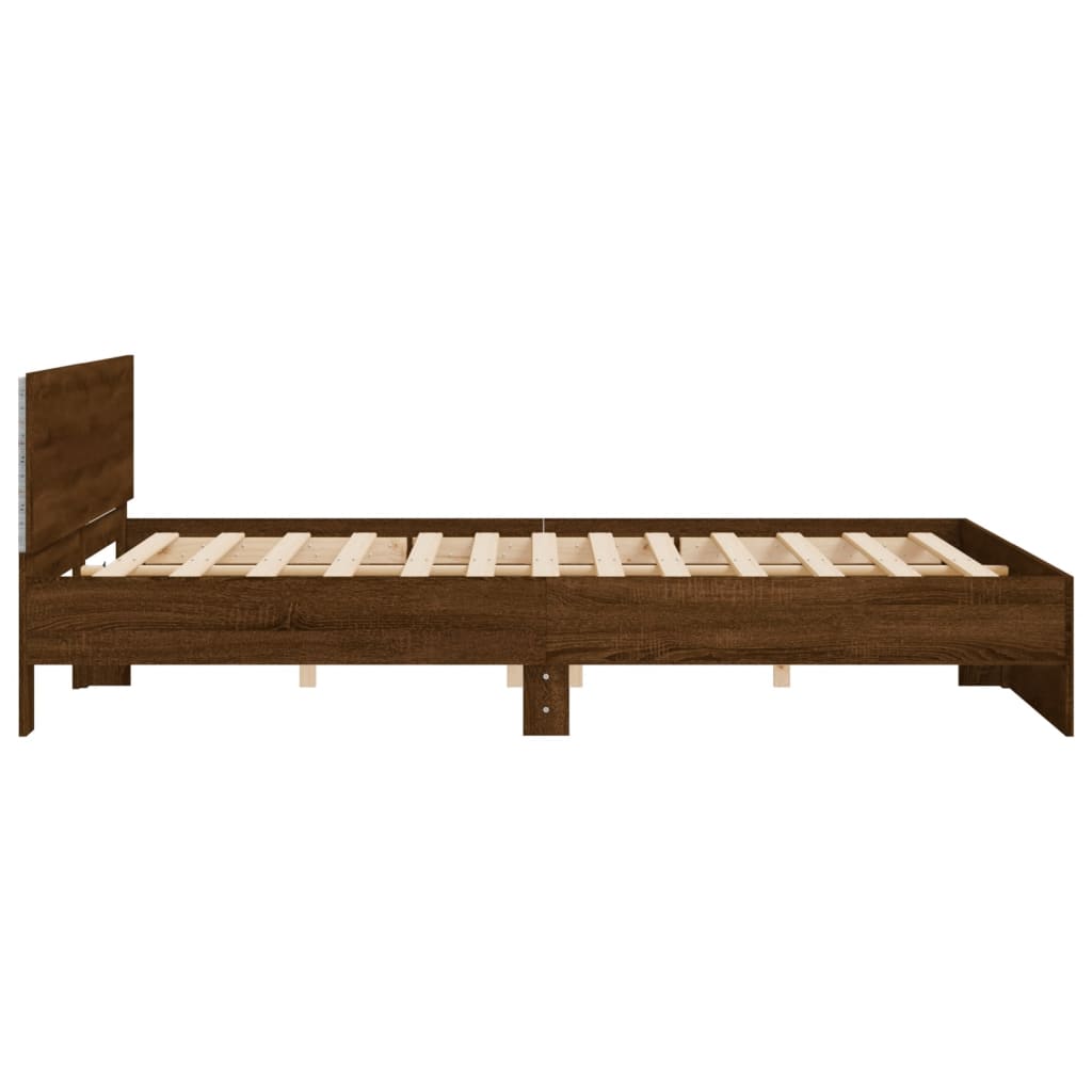 vidaXL Cadre de lit avec LED sans matelas chêne marron 200x200 cm