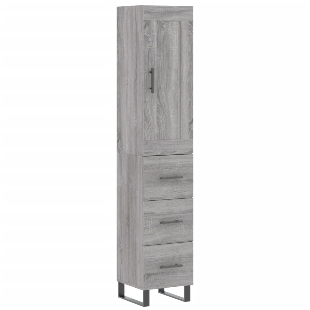 vidaXL Buffet haut Sonoma gris 34,5x34x180 cm Bois d'ingénierie