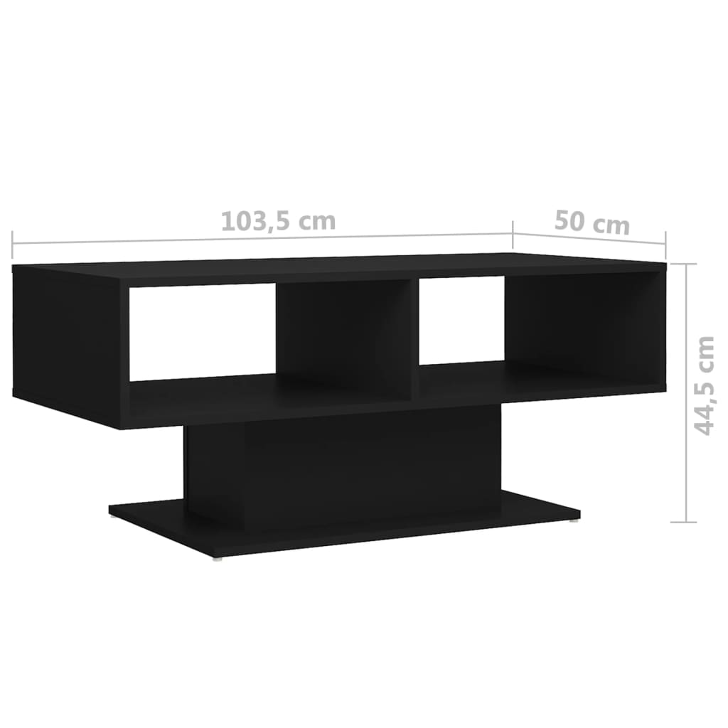 vidaXL Table basse Noir 103,5x50x44,5 cm Aggloméré