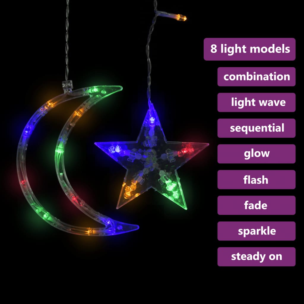 vidaXL Guirlande lumineuse étoile et lune avec télécommande 138 LED