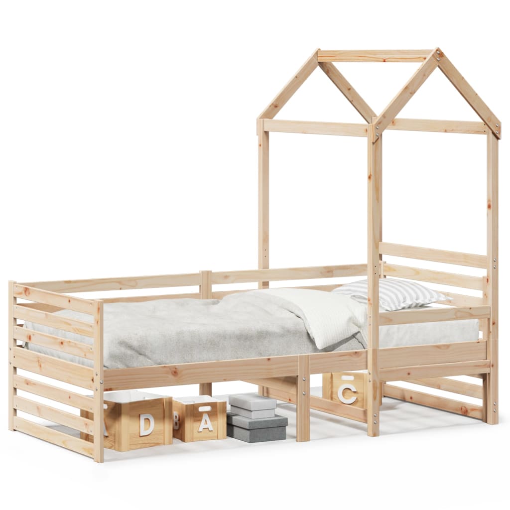 vidaXL Lit de jour avec toit sans matelas 90x200 cm bois massif