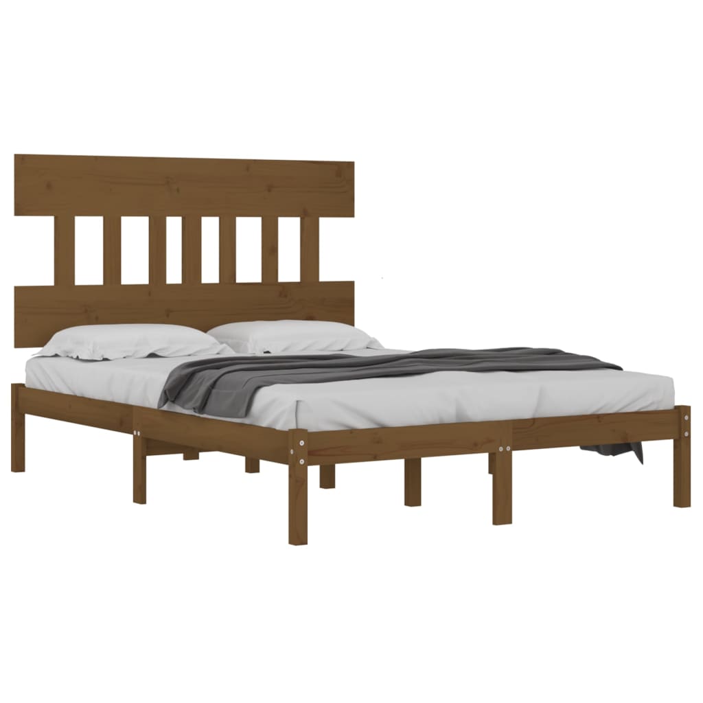 vidaXL Cadre de lit sans matelas marron miel 200x200 cm bois massif