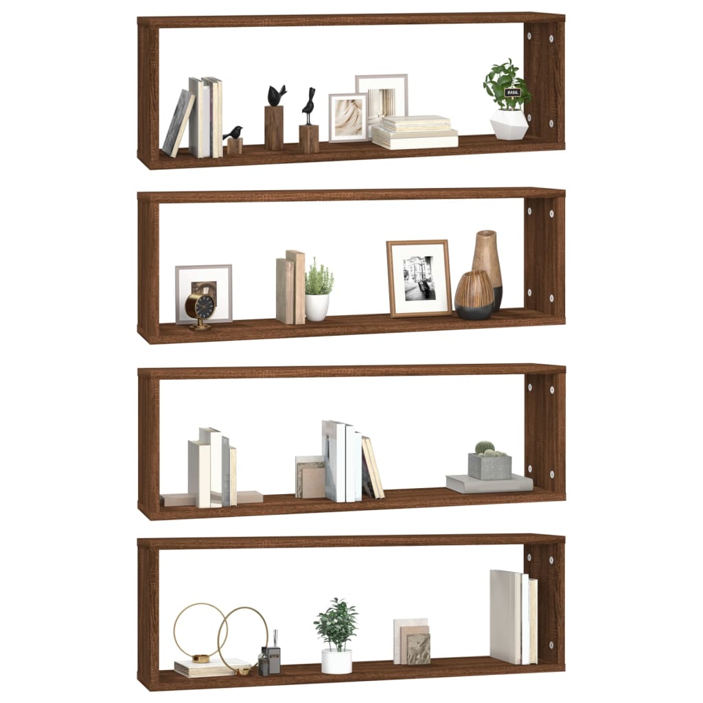 vidaXL Étagères murales cubiques 4 pcs Chêne marron 80x15x26,5 cm