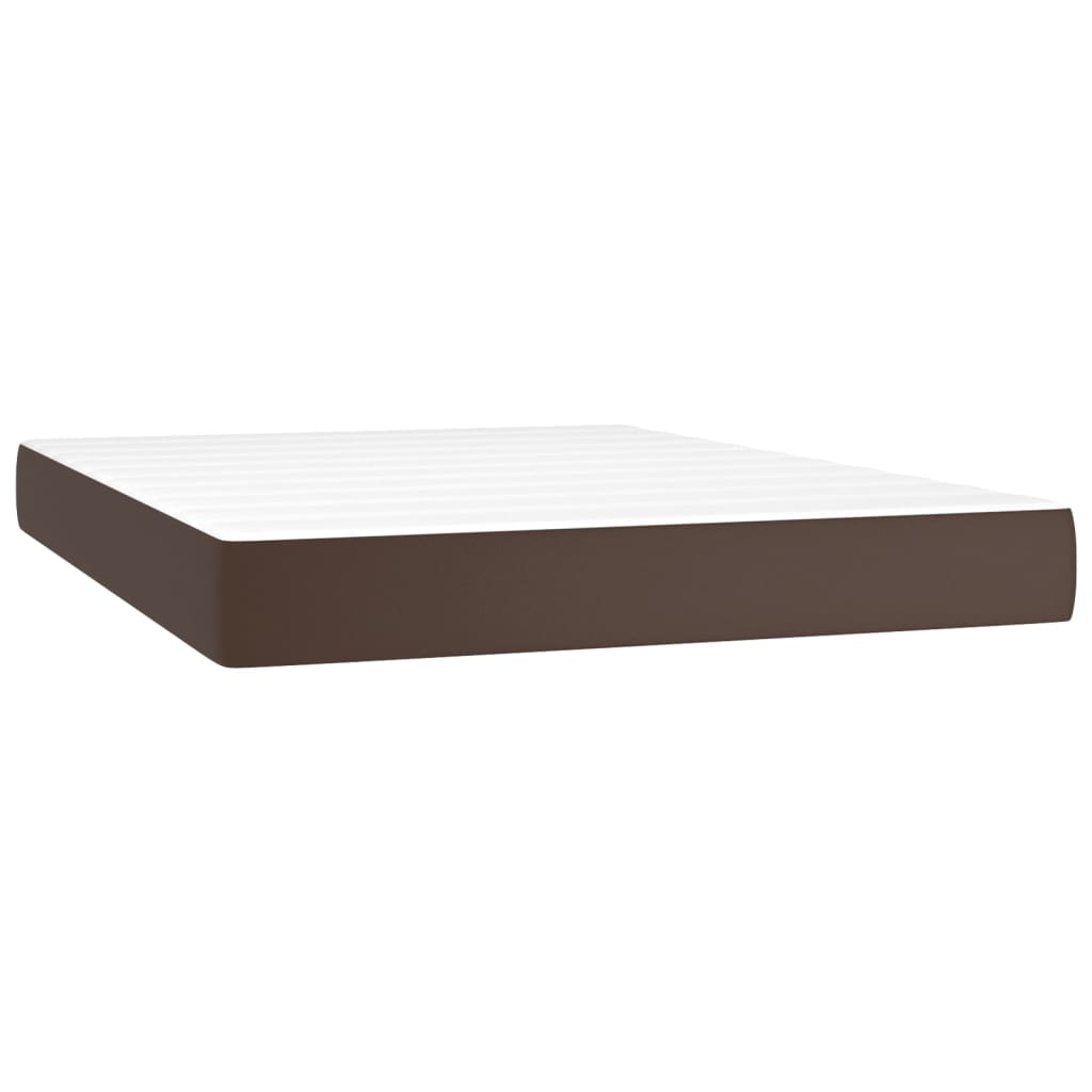 vidaXL Sommier à lattes de lit matelas LED Marron 140x200cm Similicuir