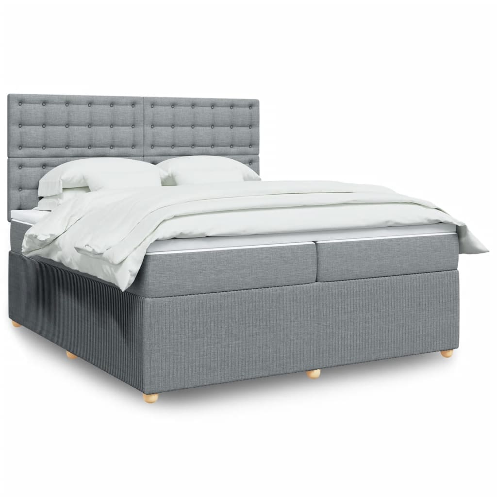 vidaXL Sommier à lattes de lit avec matelas Gris clair 200x200cm Tissu