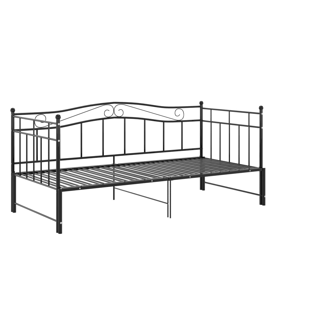 vidaXL Cadre de canapé-lit extensible sans matelas Noir Métal 90x200cm