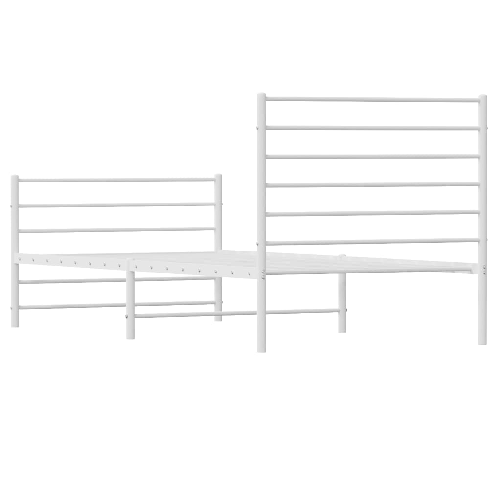 vidaXL Cadre de lit métal sans matelas et pied de lit blanc 100x190 cm