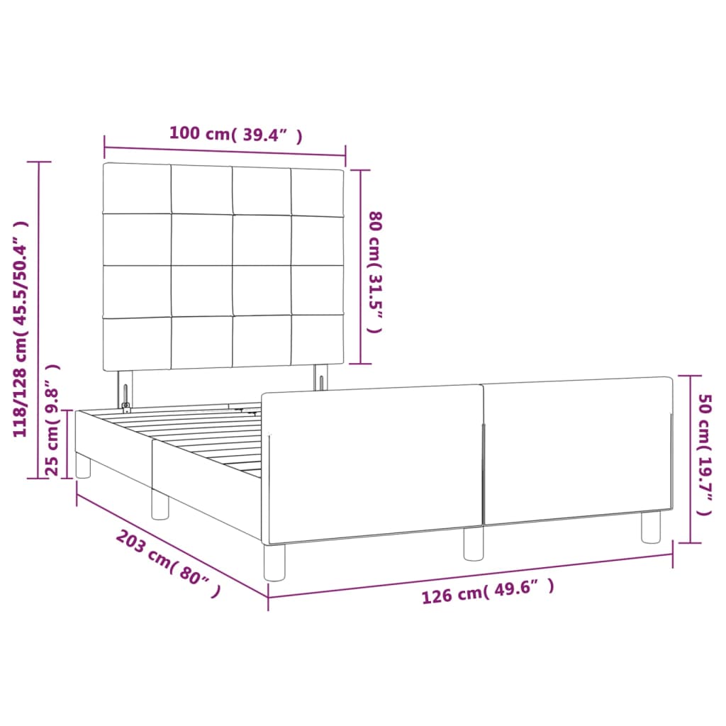 vidaXL Cadre de lit sans matelas rose 120x200 cm velours