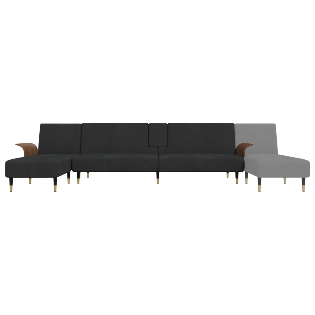 vidaXL Canapé-lit en forme de L noir 279x140x70 cm velours