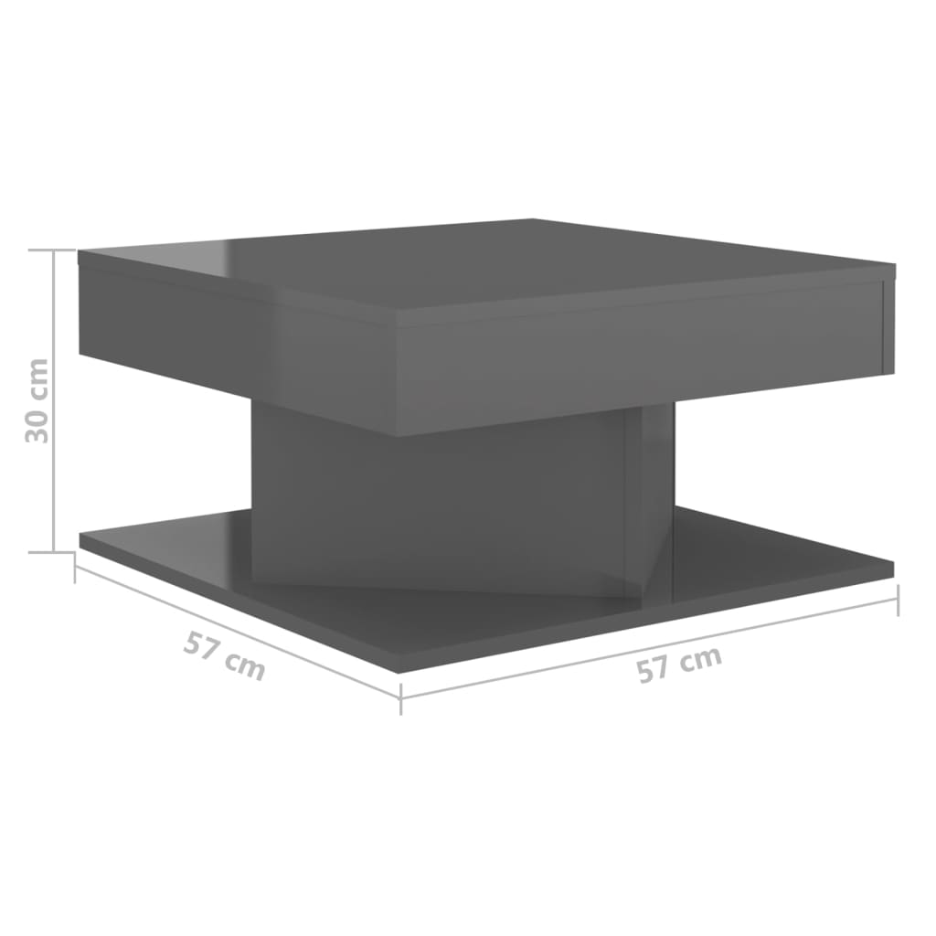 vidaXL Table basse Gris brillant 57x57x30 cm Aggloméré