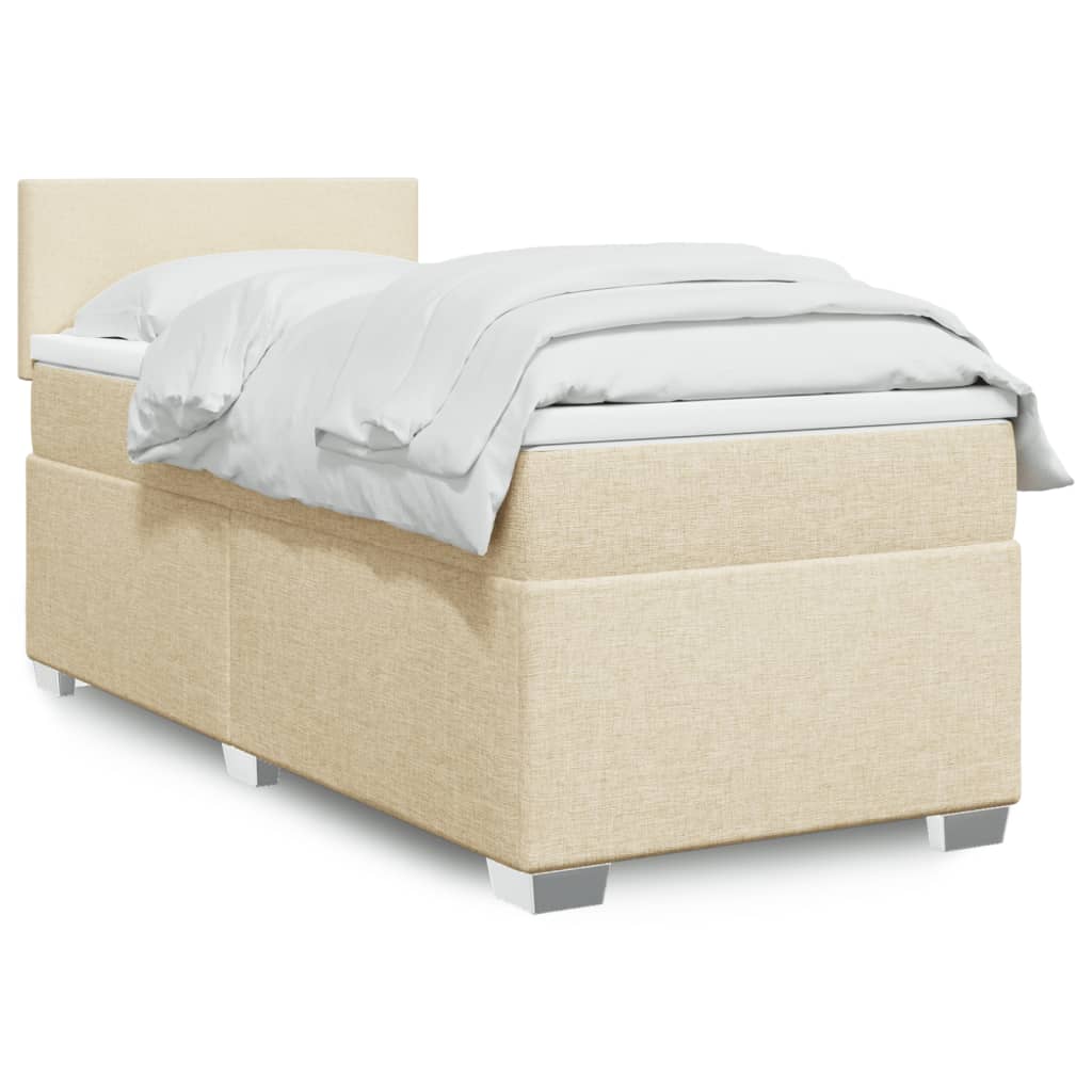 vidaXL Sommier à lattes de lit avec matelas Crème 100x200 cm Tissu