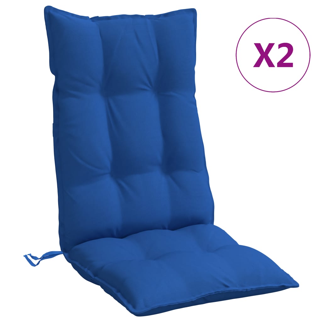vidaXL Coussins de chaise à dossier haut lot de 2 bleu royal