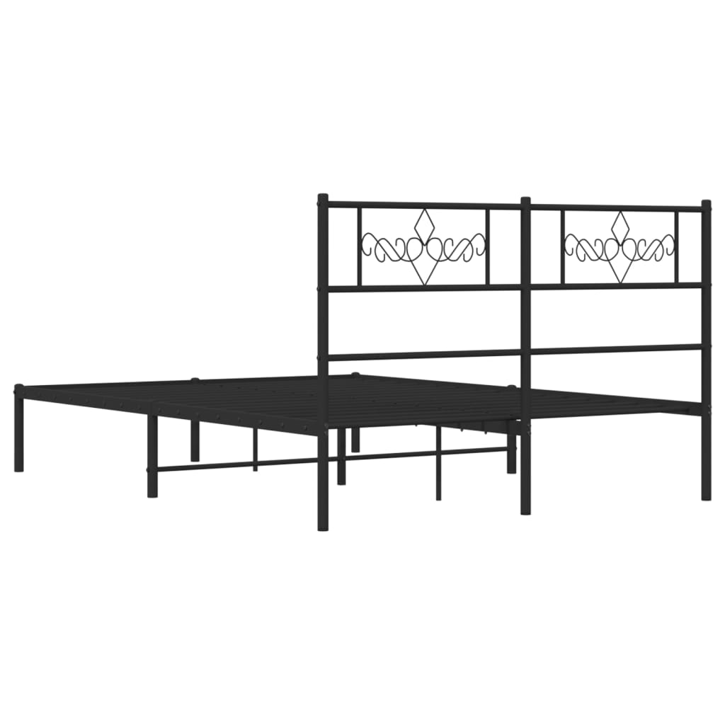 vidaXL Cadre de lit métal sans matelas avec tête de lit noir 150x200cm