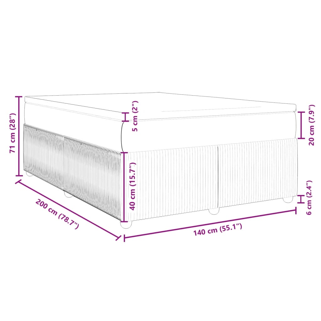 vidaXL Sommier à lattes de lit avec matelas Marron foncé 140x200 cm