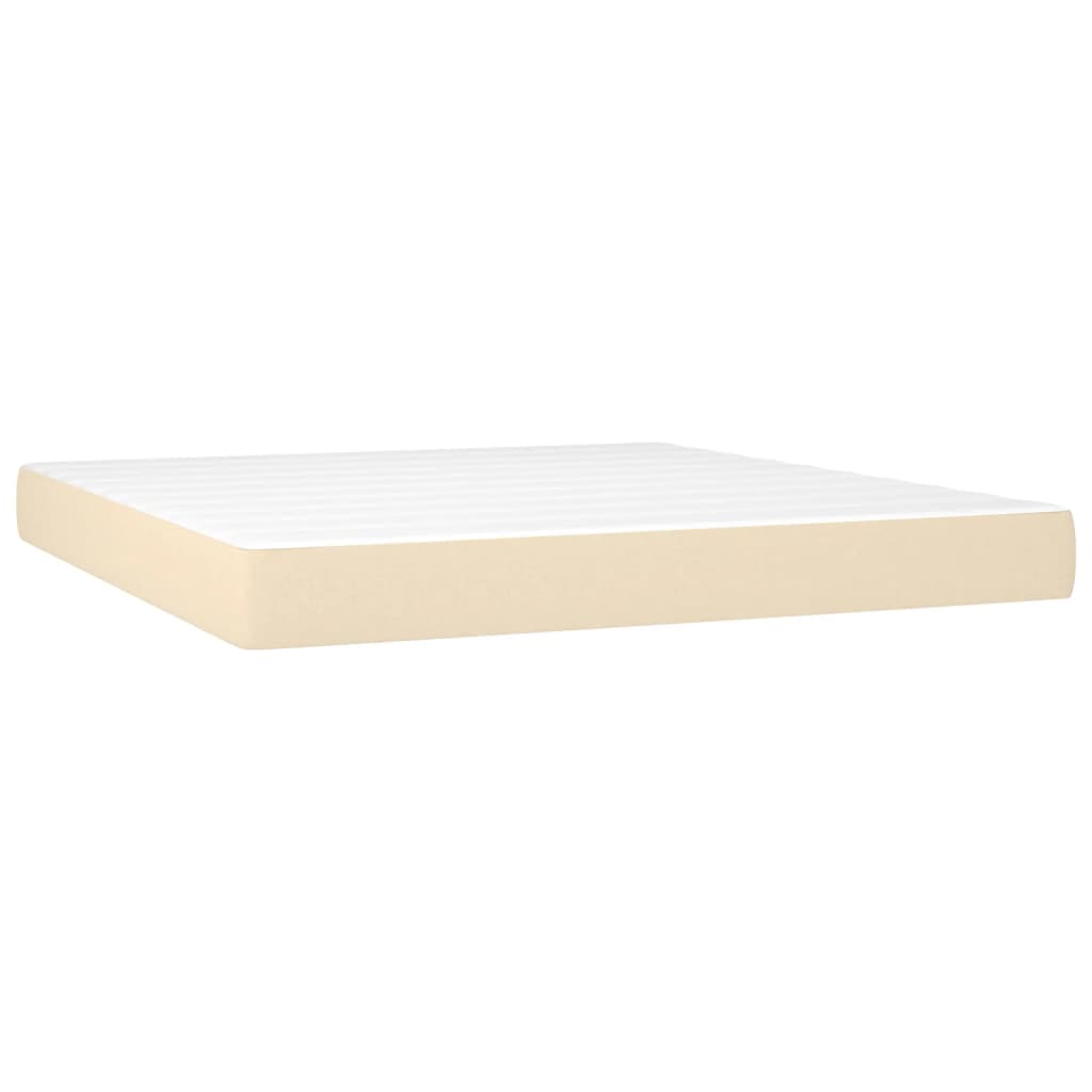 vidaXL Sommier à lattes de lit matelas et LED Crème 160x200 cm Tissu