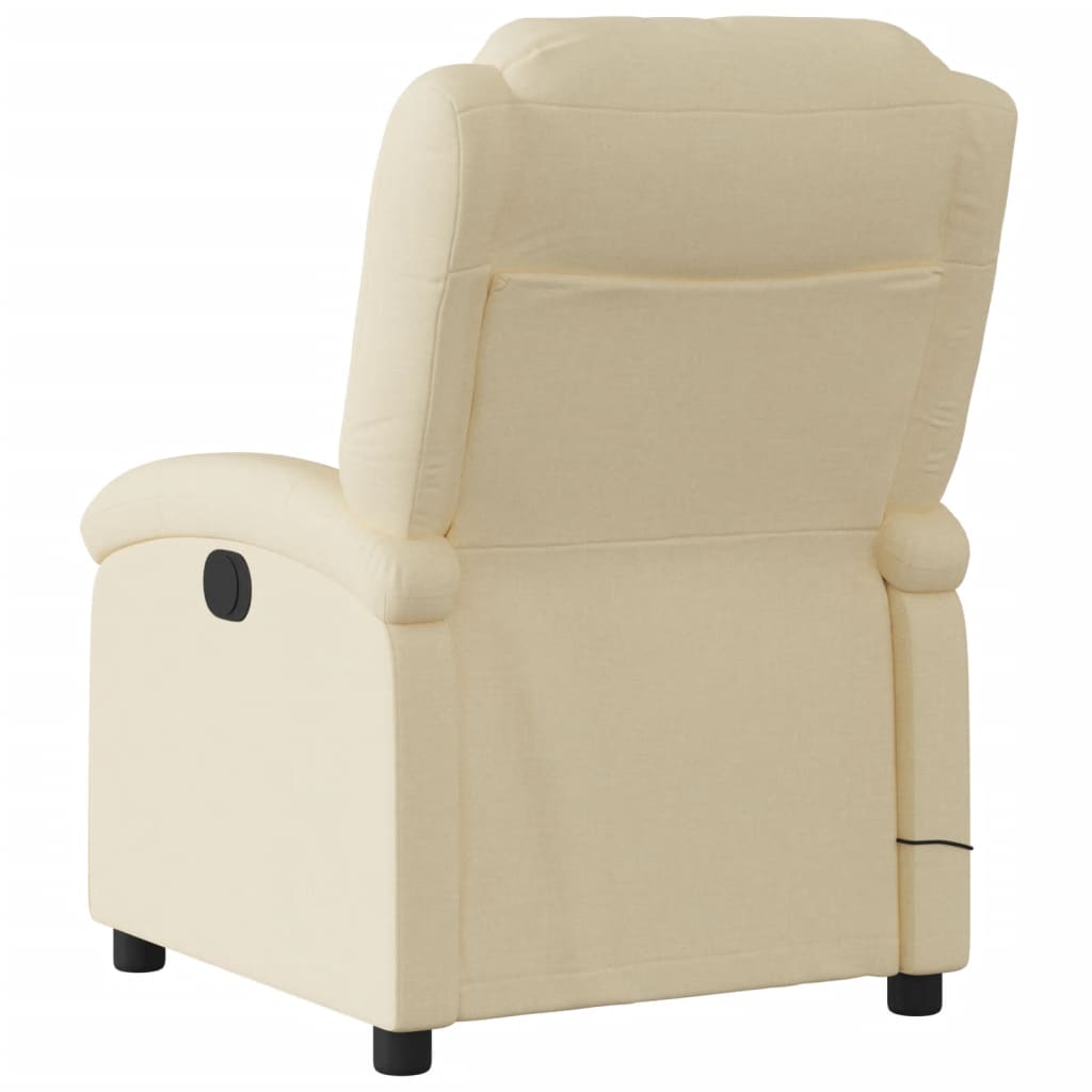 vidaXL Fauteuil inclinable de massage électrique crème tissu