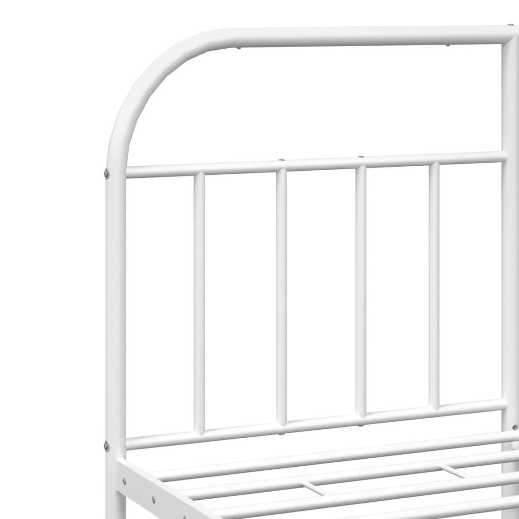 vidaXL Cadre de lit métal sans matelas et pied de lit blanc 135x190 cm