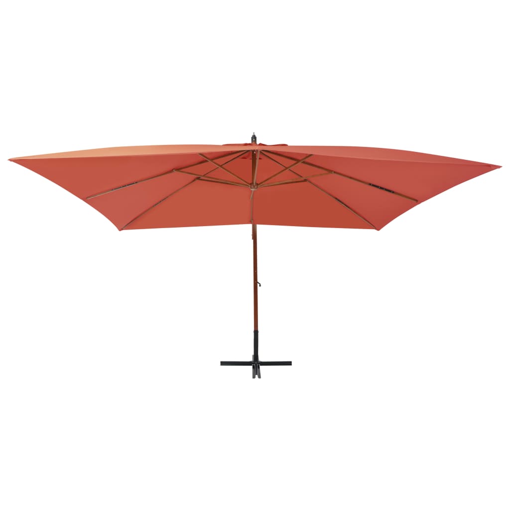 vidaXL Parasol de jardin en porte-à-faux avec mât en bois terre cuite