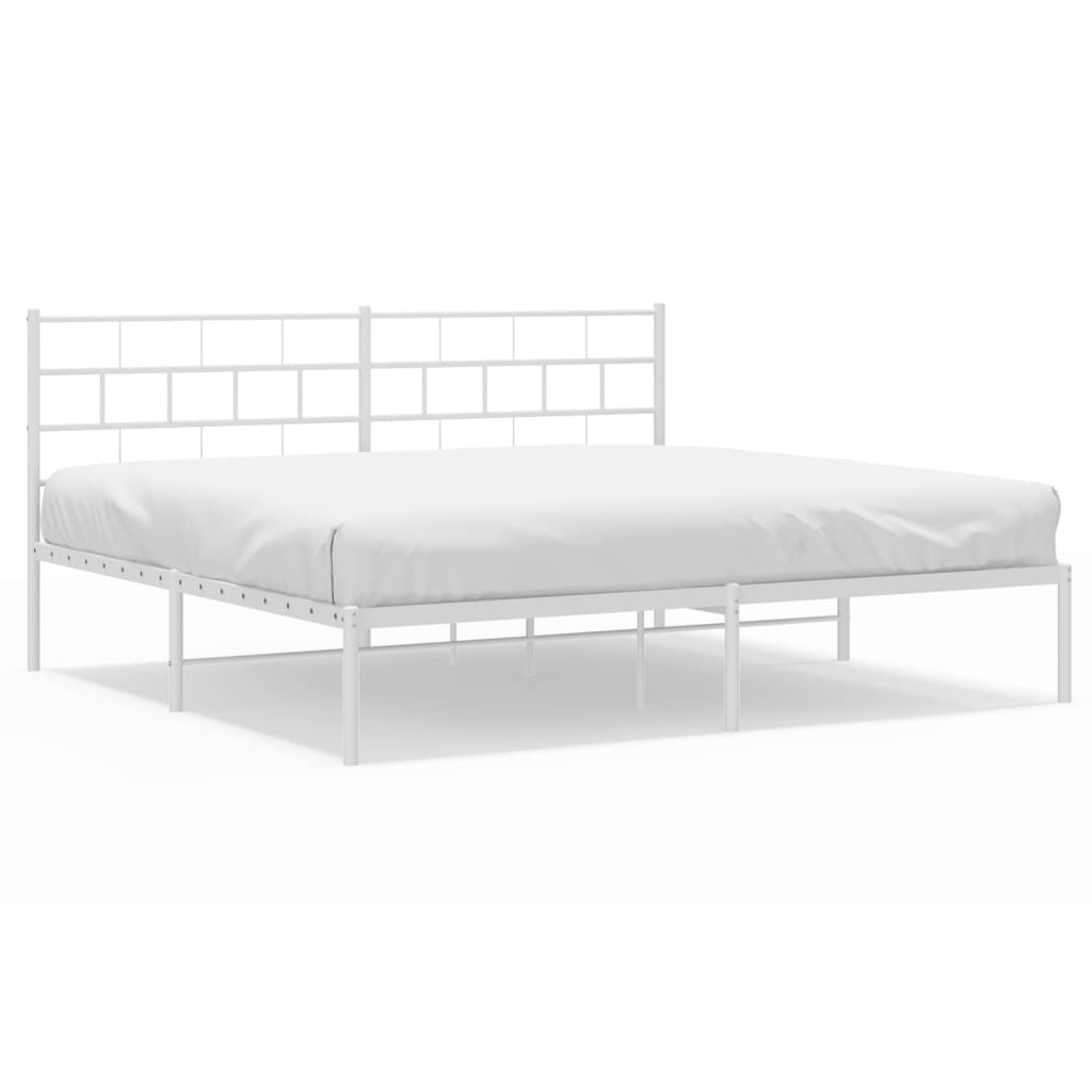 vidaXL Cadre de lit métal sans matelas et tête de lit blanc 193x203 cm