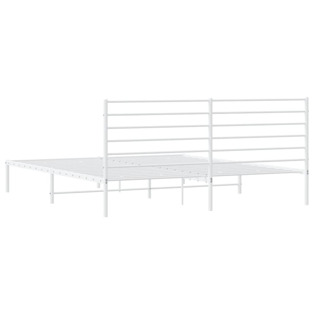 vidaXL Cadre de lit métal sans matelas et tête de lit blanc 193x203 cm