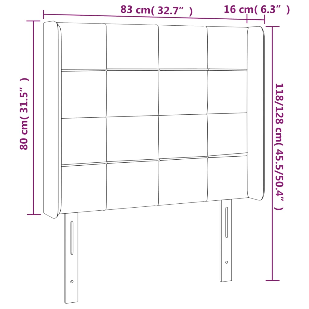 vidaXL Tête de lit avec oreilles Crème 83x16x118/128 cm Tissu