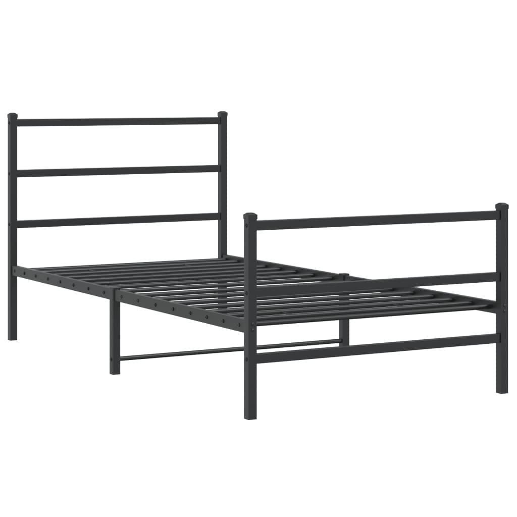 vidaXL Cadre de lit métal sans matelas avec pied de lit noir 107x203cm