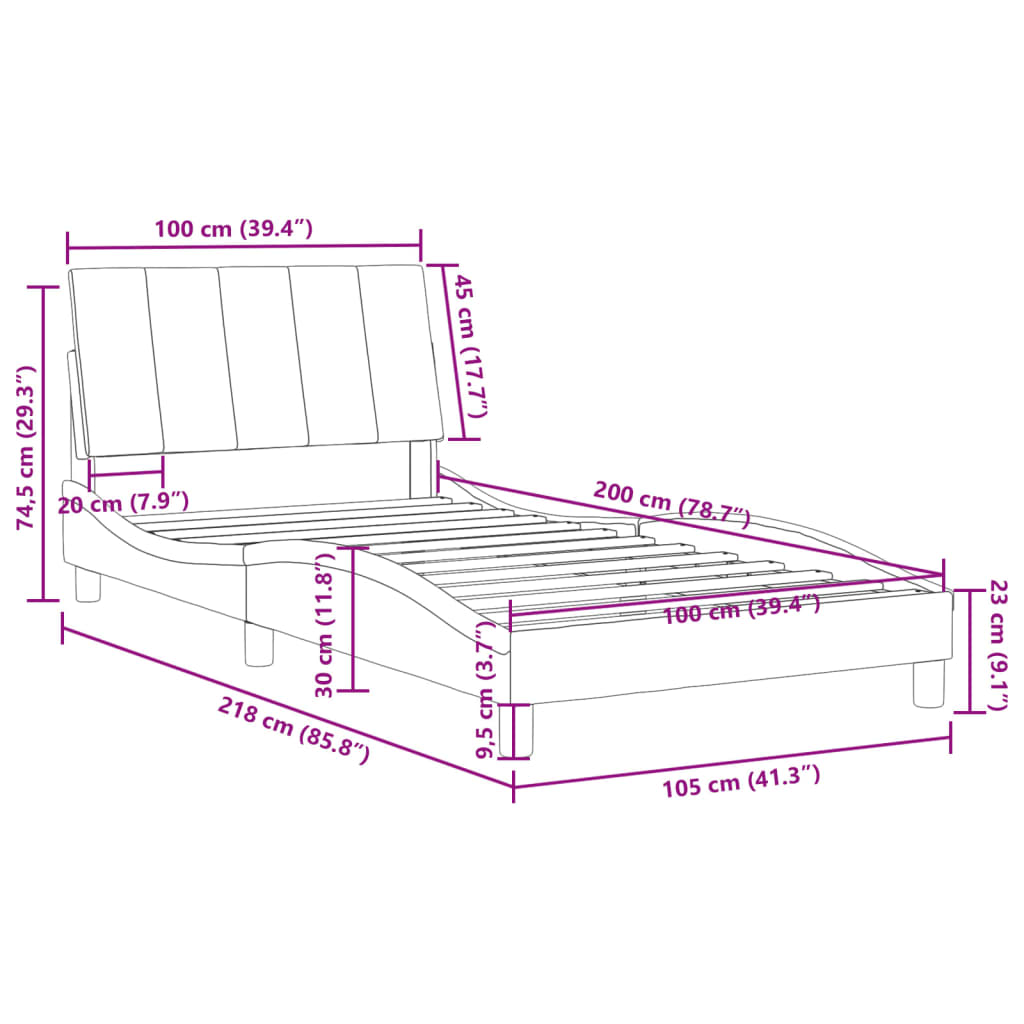 vidaXL Cadre de lit sans matelas vert foncé 100x200 cm velours