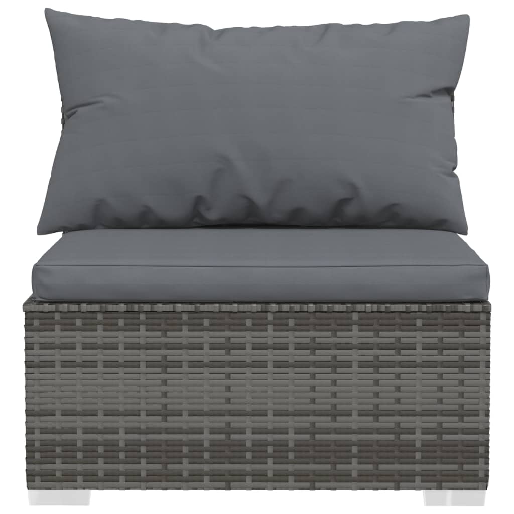 vidaXL Salon de jardin 4 pcs avec coussins Gris Résine tressée