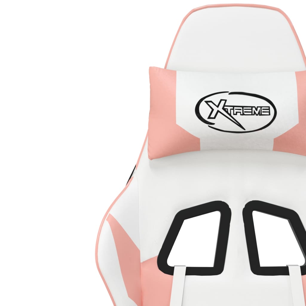 vidaXL Chaise de jeu de massage avec repose-pied Blanc rose Similicuir