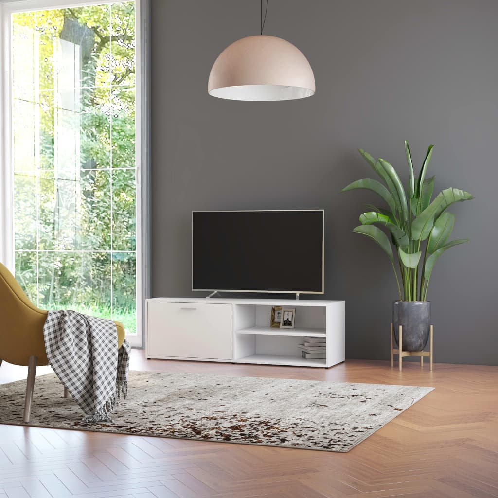 vidaXL Meuble TV Blanc 120x34x37 cm Bois d'ingénierie