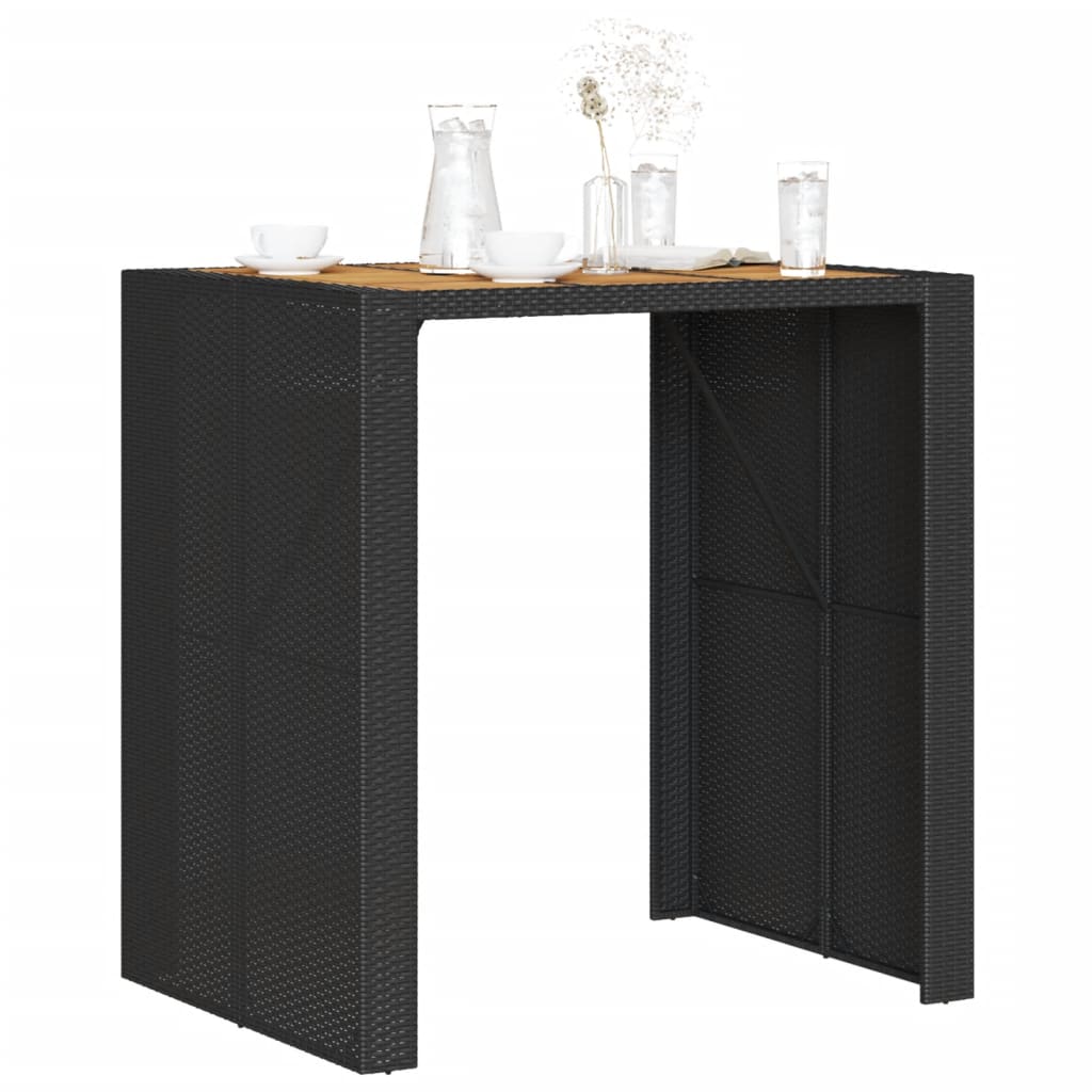 vidaXL Table de jardin et dessus en bois d'acacia noir résine tressée