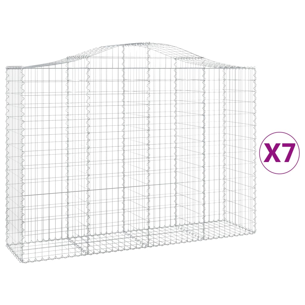 vidaXL Paniers à gabions arqués 7 pcs 200x50x140/160 cm Fer galvanisé