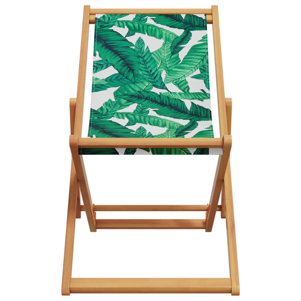 vidaXL Chaise pliable plage motif de feuilles bois d'eucalyptus/tissu