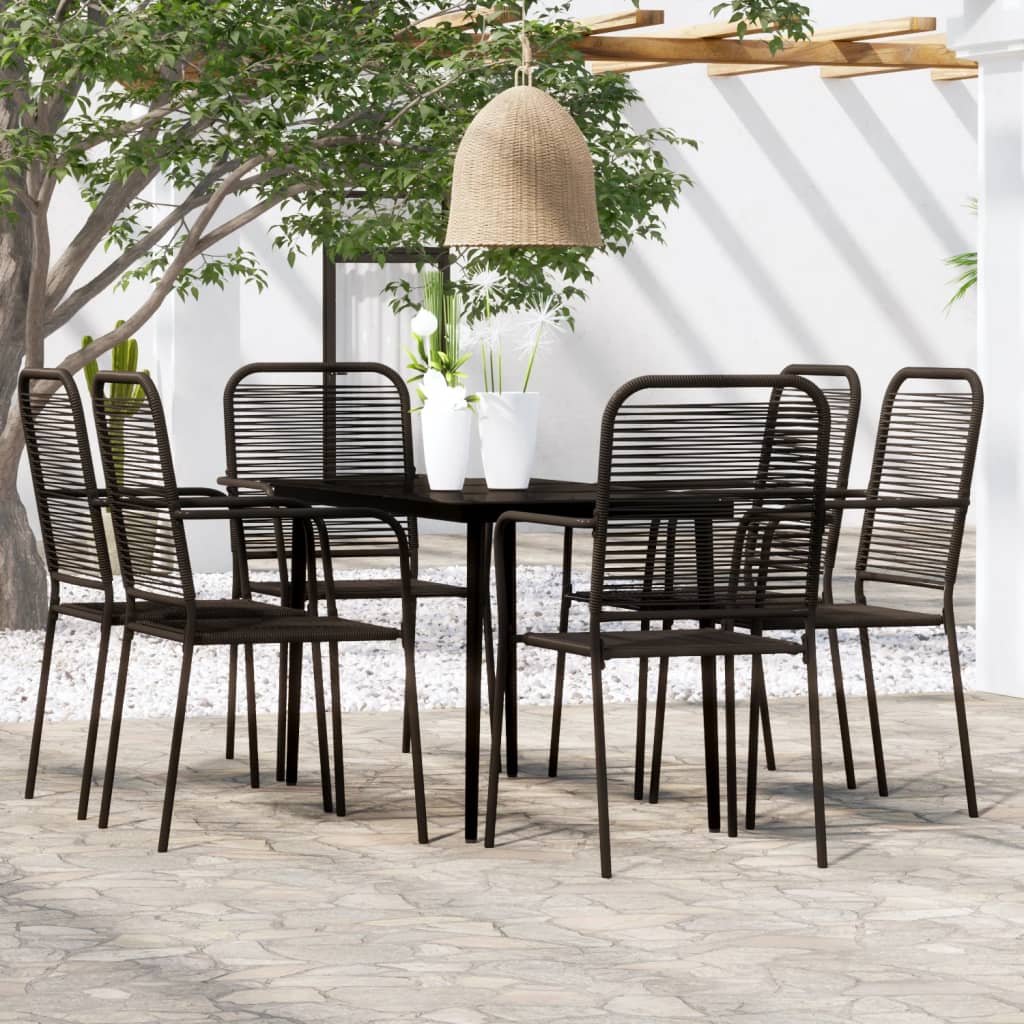 vidaXL Ensemble à manger de jardin 7 pcs Noir