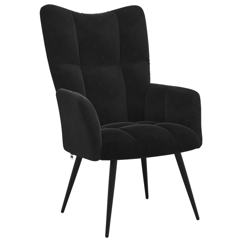 vidaXL Chaise de relaxation avec tabouret Noir Velours