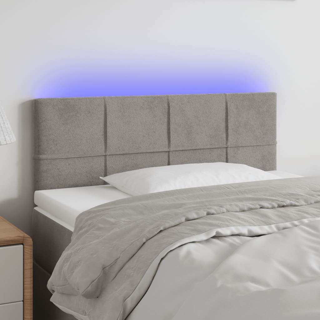 vidaXL Tête de lit à LED Gris clair 90x5x78/88 cm Velours