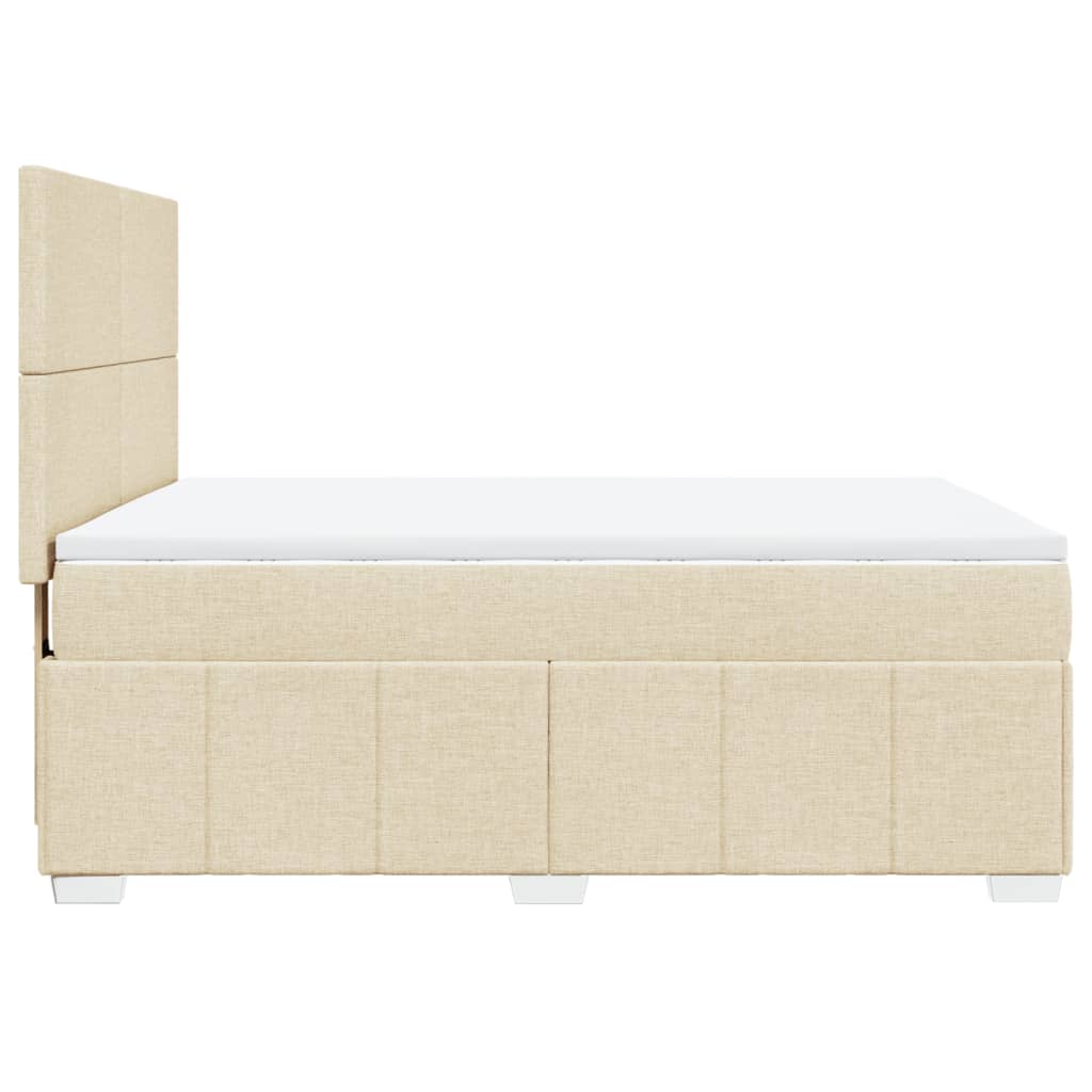 vidaXL Sommier à lattes de lit avec matelas Crème 160x200 cm Tissu