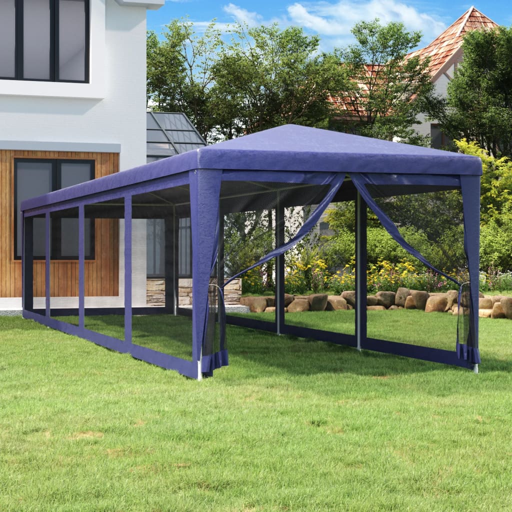 vidaXL Tente de fête et 10 parois latérales en maille Bleu 3x12 m PEHD