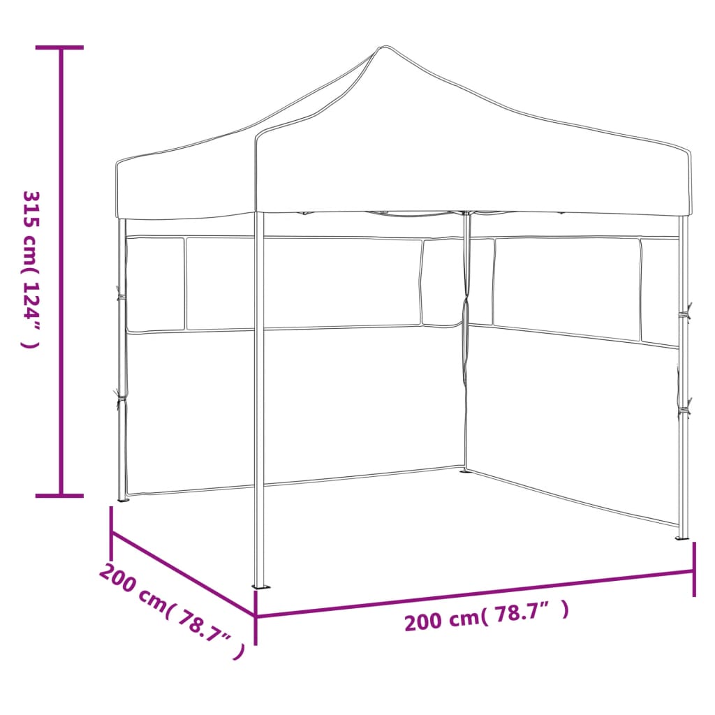 vidaXL Tente de réception pliable avec 2 parois 2x2 m Acier Blanc